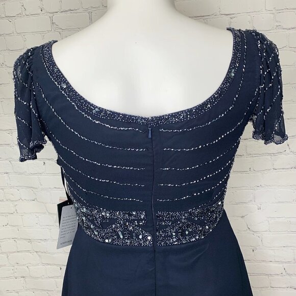 NWT MARINA NAVY BLUE BEAD & SEQUIN DRESS FROM NORDSTROM - 8 - Picture 10 of 12